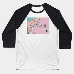 Koala Watercolor Painting, The Koalas Birthday Party - on Baby Pink Baseball T-Shirt